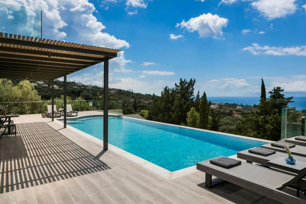 Color Villas-New Villa Green At Trapezaki With Private Pool Muszáta Kültér fotó
